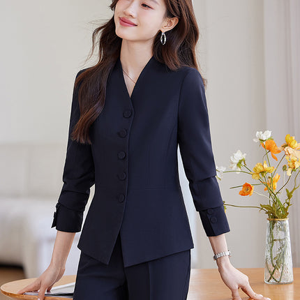Cross-Border Black Suit Set for Women, New Style, Fashionable and Elegant, Suitable for Professional Sales Managers, Front Desk Receptionists, and Gold Store Staff Uniforms