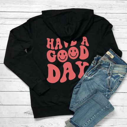 Hoodie Sweatshirt Floral Slogan Letter Pattern Printed Off-Shoulder Hooded Pullover