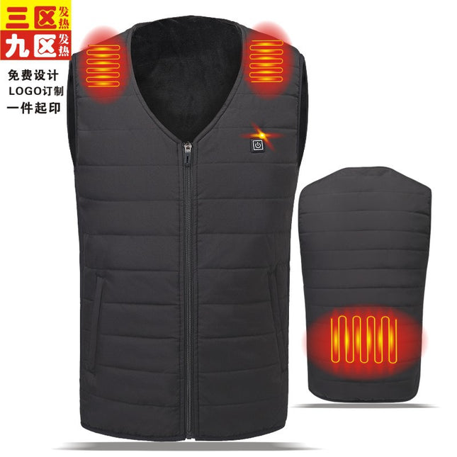 Cross-border Heating Vest for Couple V-neck Heating Vest Cotton Clothes Smart Warm Clothes Men's and Women's Cotton Vest