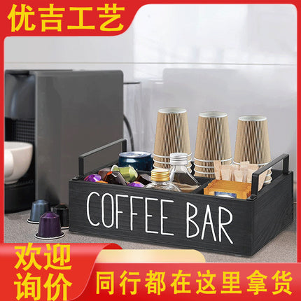 Wooden Coffee Box Farmhouse Coffee Capsule Rack Storage Basket Storage Wooden Box Capsule Rack Coffee Capsule Storage Wooden Box