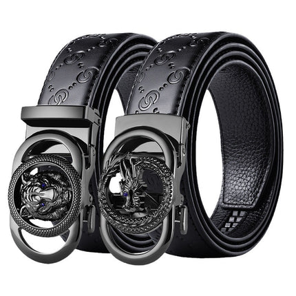 Men's Explosive Leather Belt High-grade Dragon Tiger Head Automatic Buckle Business Casual Joker Fashion Trend Belt Factory Outlet
