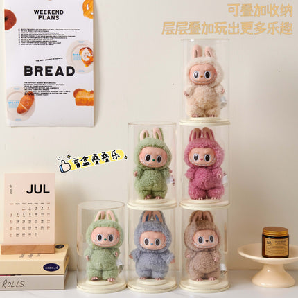 Labubu Sitting Party Doll Dust Cover Labubu Protective Case Vinyl Doll Stand Plush Display Box