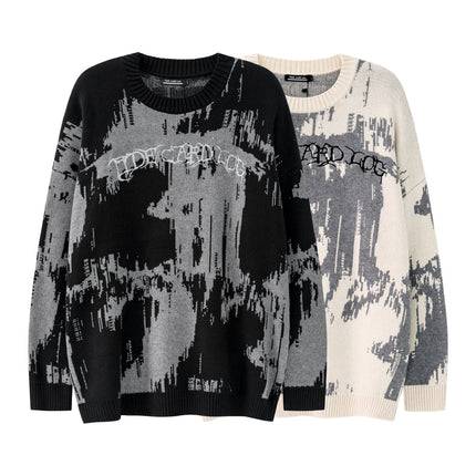 TIDE CARD LOG | High Street dark embroidered letter sweater sweater couple's loose fashion brand long sleeve