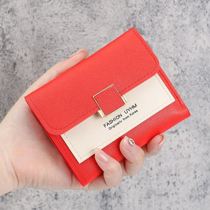 Simple Wallet for Women Korean Style Anti-Magnetic Student Portable Fresh Coin Purse Multifunctional Folding Small Wallet Card Holder