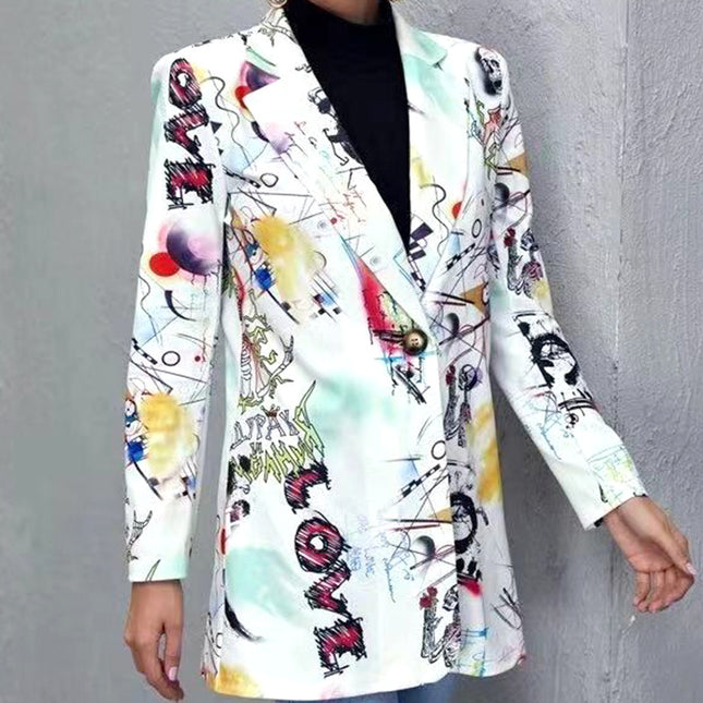 2025 Amazon European and American Foreign Trade Unpositioned Printed Casual Printed Blazer Trendy Women's Clothing in Stock
