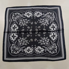 Cross-border cashew black silk scarf / 68X68