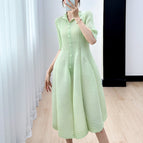 Light green half-open collar mid-sleeve / All yards