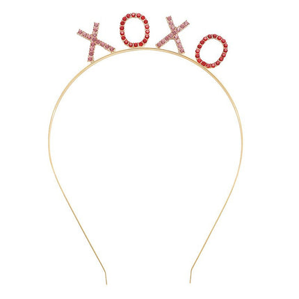 Valentine's Day Love Shape Hairband Hairpin Alloy Crystal Headband Hair Accessories pink Sweet Side Clip New Year Gift