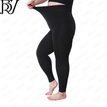 Cross-Border Extra Large Size Plus Fat Leggings 200g Fleece-Lined Polyester One-Piece Thickeneded Autumn and Winter Outer Pantyhose