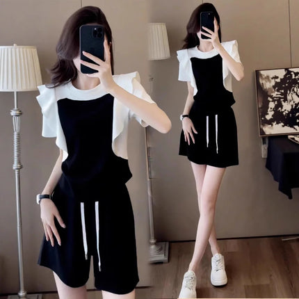 Sports Suit for Women 2025 Women's Summer New Fashion Shorts Suit Complete Set of Casual Short-Sleeved Running Two-Piece Set