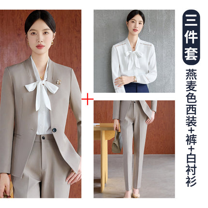 High-End Spring & Fall Hotel Front Desk Professional Wear Long-Sleeved Sales Department Reception 4S Store Sales Consultant Fashion Suit Suit