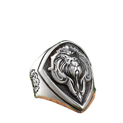 Cross-Border Popular Alloy Ring Retro Shield Lion Head Viking Warrior Men's Ring Manufacturer Wholesale
