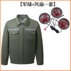 [3 holes] army green single clothes fan set / 3XL
