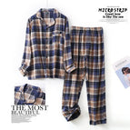 Male—white striped brown and purple plaid (dyed fabric) / M