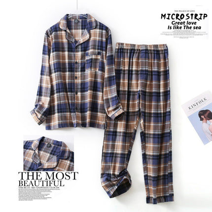 [Ready Stock] Men's Suit Long-Sleeved Pants Autumn and Winter Pajamas Velvet Plaid