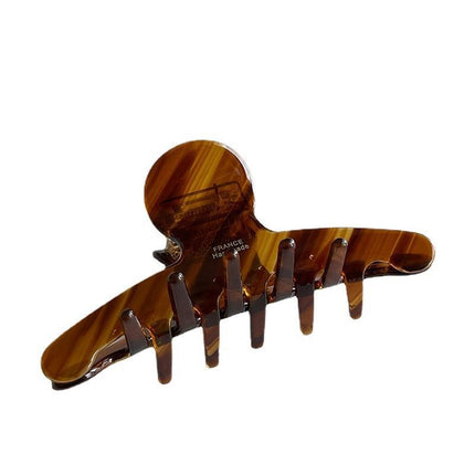 Korea Imported Retro Elegant Caramel Line Sense Dark Brown Mint Medium Curved Disc Hair Grab Clip Shark Clip