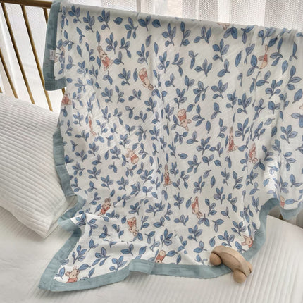 Summer bamboo fiber four-layer gauze blanket children's air conditioning blanket adult student bamboo cotton bed sheet cold feeling blanket kindergarten