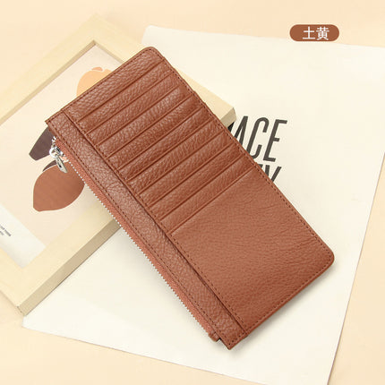 Genuine Leather women's wallet long foreign trade Japanese multi-card card holder first layer cowhide zipper handbag long wallet
