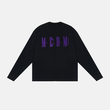 MED fashion brand long-sleeved T-shirt men's and women's loose fashion T-shirt basic simple printed cotton couple's autumn top