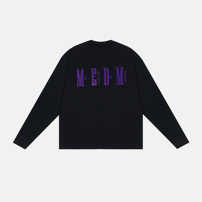 MED fashion brand long-sleeved T-shirt men's and women's loose fashion T-shirt basic simple printed cotton couple's autumn top