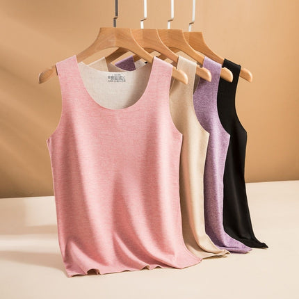 Women's AB Face Seamless Thermal Underwear Vest Women's Two-color Base Shirt Crewneck Vest Cashmere Silk Women's Vest