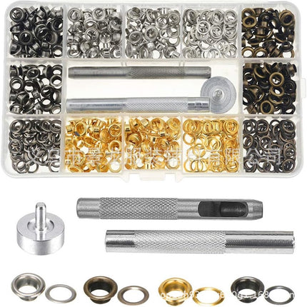 400 sets of 5mm inner diameter copper gas eye eyelet shoe eye belt hollow rivet ring buckle punch installation tool suit