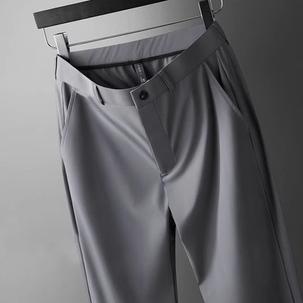 Wholesale new non-iron trousers men's middle-aged spring and summer thin straight tube loose men's pants high waist non-iron professional suit pants