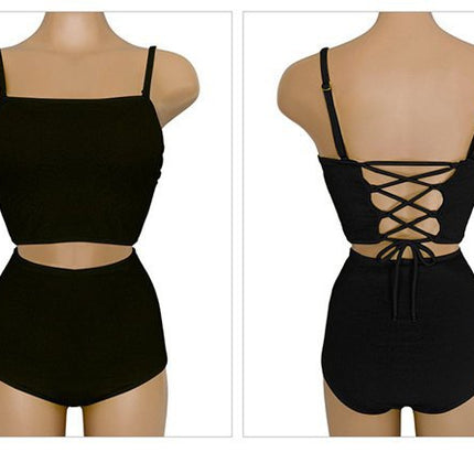 Fresh and Simple Swimsuit for Women 2025 Solid Color Korean and Japanese Style Two-Piece Swimsuit High-Waisted Triangle Slimming Bikini for Women
