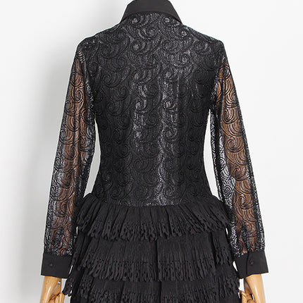 Elegant and Fashionable Commuter Dress for Women 2026 Spring New Lace Design Solid Color Mini Skirt Women's Clothing