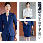 Navy blue suit + skirt + shirt / S