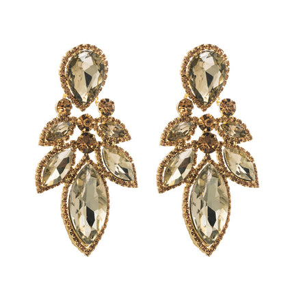 European and American high-end party earrings Women's Super flash fashion ins Wind alloy geometric earrings glass diamond earrings wholesale