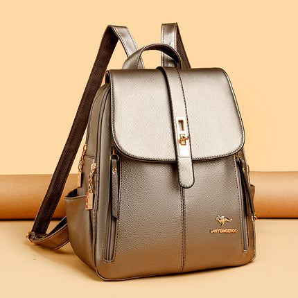 Factory wholesale kangaroo backpack women's 2024 new fashion fashion soft leather mommy casual large capacity bag generation hair
