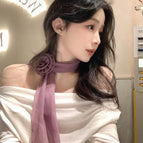 Charming purple silk scarf [removable flower accessories]