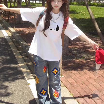 White Pure Cotton Short-Sleeve T-Shirt for Women, Summer 2026 New Popular Design, Niche Loose and Lazy Style Half-Sleeve Top