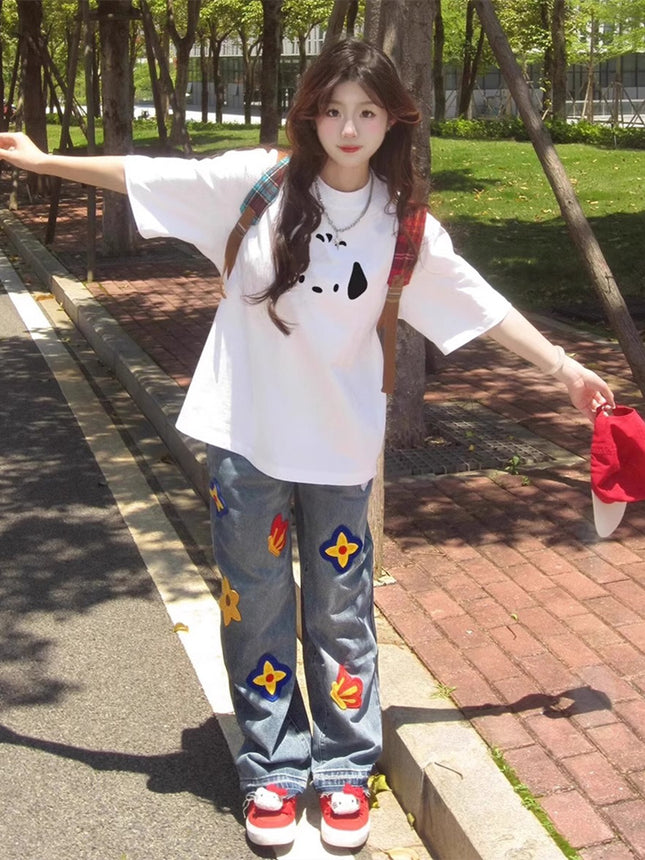 White Pure Cotton Short-Sleeve T-Shirt for Women, Summer 2026 New Popular Design, Niche Loose and Lazy Style Half-Sleeve Top