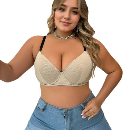 Amazon new plus size underwear seamless bra with steel ring gathered bra comfortable front buckle breathable bra supply