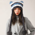 Cat ear cap White Blue Gray