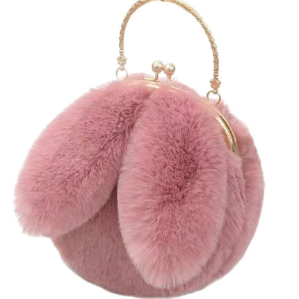 Wholesale new cute exquisite rabbit ears plush chain bag mobile phone bag shoulder messenger bag all-match foreign style women