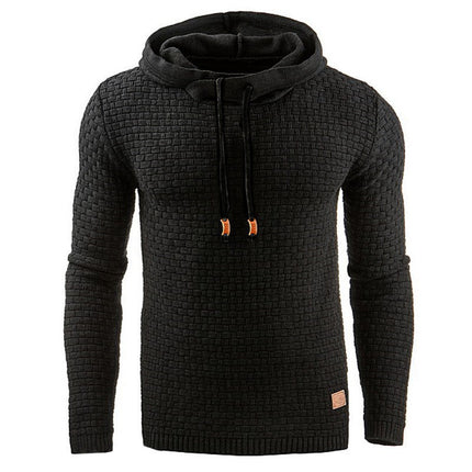 2018 autumn and winter new European and American men's jacquard sweater long sleeve hoodie warm color hooded sweatshirt jacket