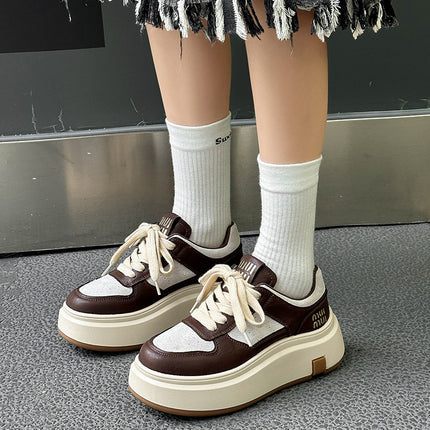 Casual Shoes fleece-lined Comfortable Sneakers Heightened Lightweight Thick-soled German Training Shoes All-match New Winter 2024 Genuine Leather Cotton Shoes for Women