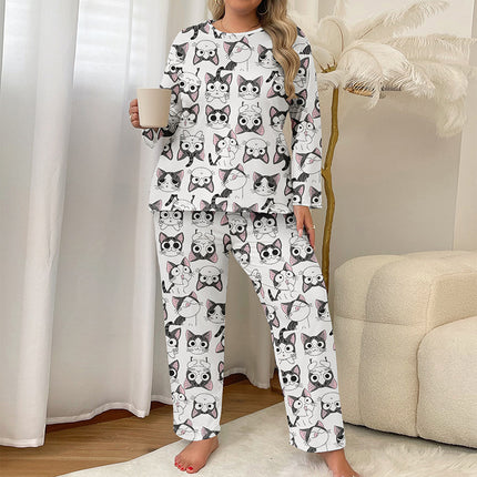 Cross-border Foreign Trade Autumn Milk Silk Pajamas Women's Home Clothes Plus Fatty Casual Long-sleeved Trousers suit Can Wear