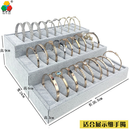 Trapezoidal 9-Slot Ring Holder Earring Display Jewelry Stand Ice Flower Pendant Jewelry Tray Accessory Tray Live Streaming Same Style