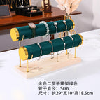 Green velvet 2-layer*gold edge jewelry stand