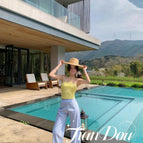 Yellow bikini + blue trousers / M