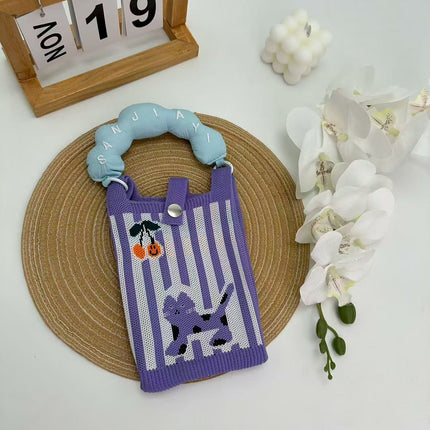 Cartoon Cute Mobile Phone Bag, Cute and Versatile Handbag, Mini Knitted Small Tote Bag, Shoulder Bag, Crossbody Handbag