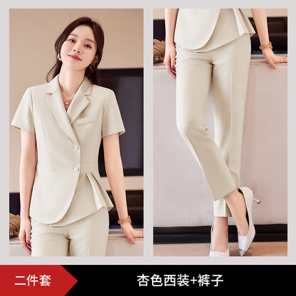 Formal wear women's suit suit fashionable elegant high-end business wear goddess style summer suit hotel front desk work clothes