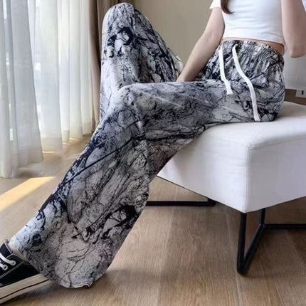 Cross-Border Popular Summer Women's Ice Silk Pants for Middle-Aged and Elderly, Loose Casual Home Pants, Elastic Plus-Size Pants for Square Dancing