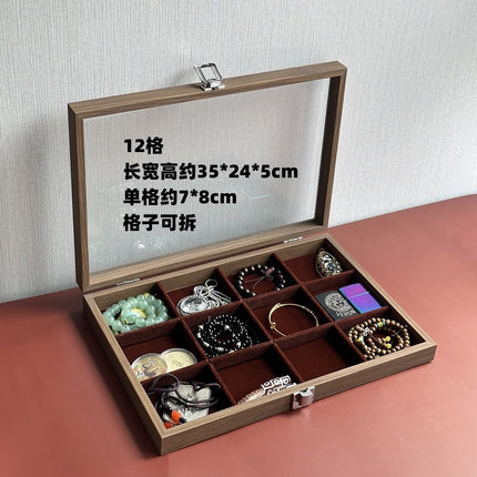 Walnut Grain Large Capacity Jewelry Storage Box Ring Earrings Necklace Jewelry Box Bracelet Jewelry Dustproof Display Box