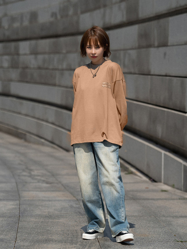 MASSULTI 23AW a bit sweet ice cream fun printed retro autumn loose tee heavy long sleeve T-shirt