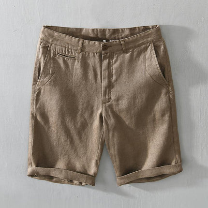 L8216 Pure Linen Thin Breathable Shorts Men's Loose Casual Beach Casual Pants Men's One-Piece Hair